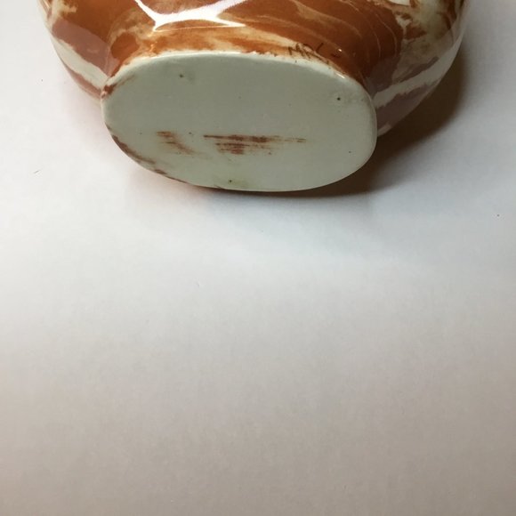 MRS marked Brown and Cream Swirl Pitcher Vase Embossed Floral Design - Picture 7 of 9